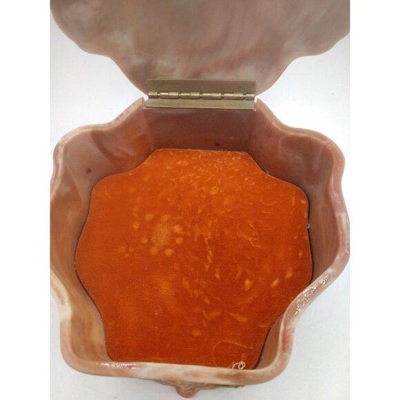 Vintage Genuine Incolay Stone Jewelry Box With Hinged Lid & Angel Motif Design - Picture 4 of 8